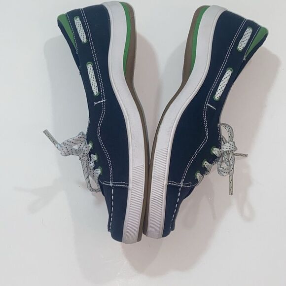 Y2K Keds Madras Navy Sneakers with Green Accents Size 8  5.5 - Picture 4 of 8